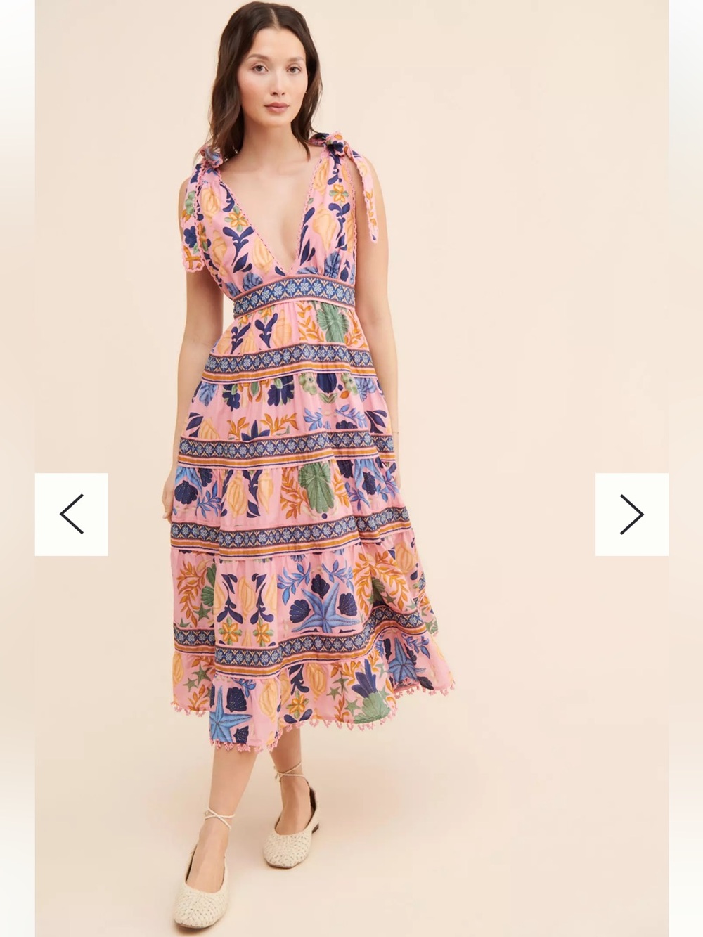 Farm rio size S Seashell Tapestry Dress Summer Floral seashell summer ocean - Picture 3 of 15